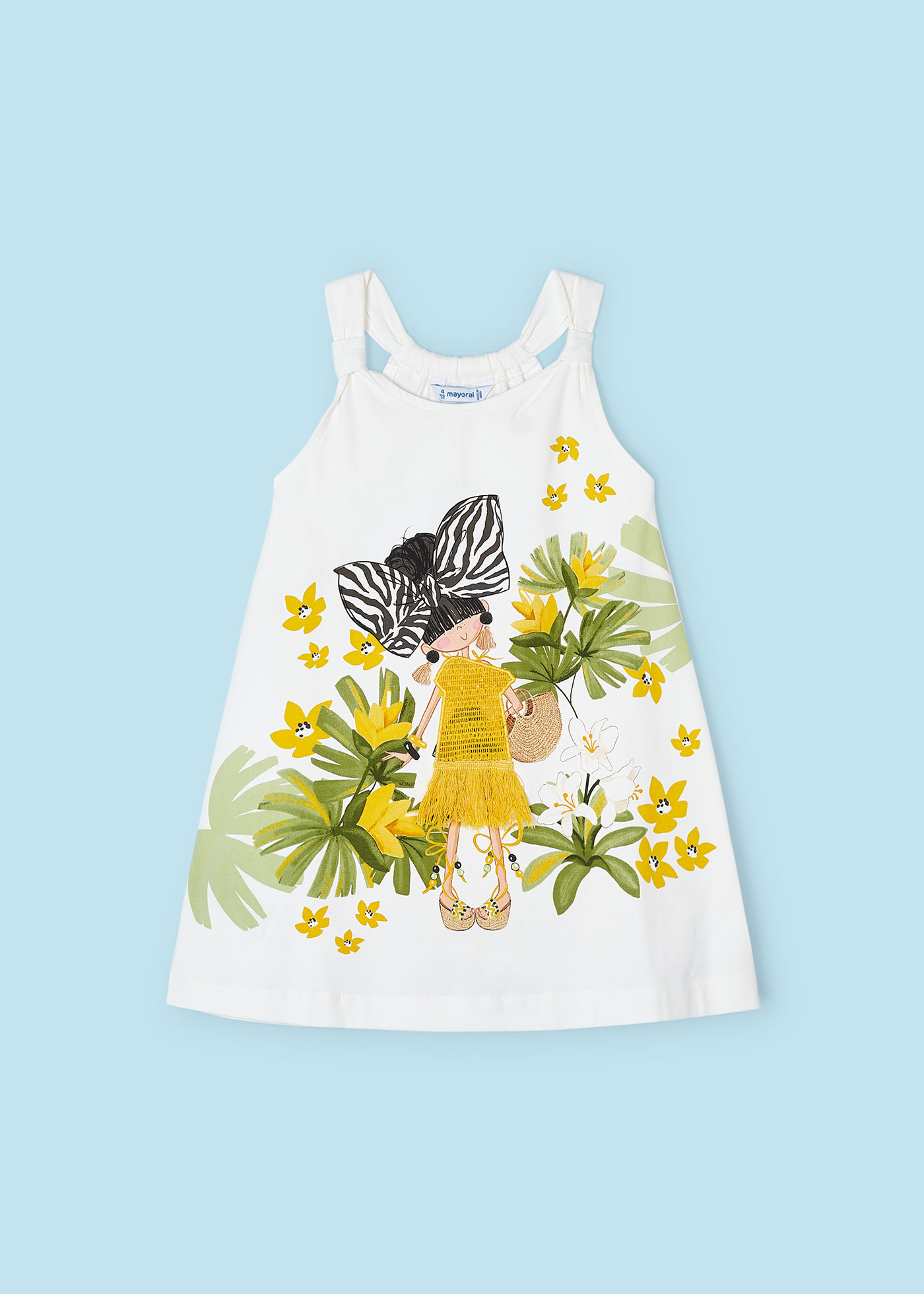 Vestido Better Cotton com estampa de flamingos para meninas