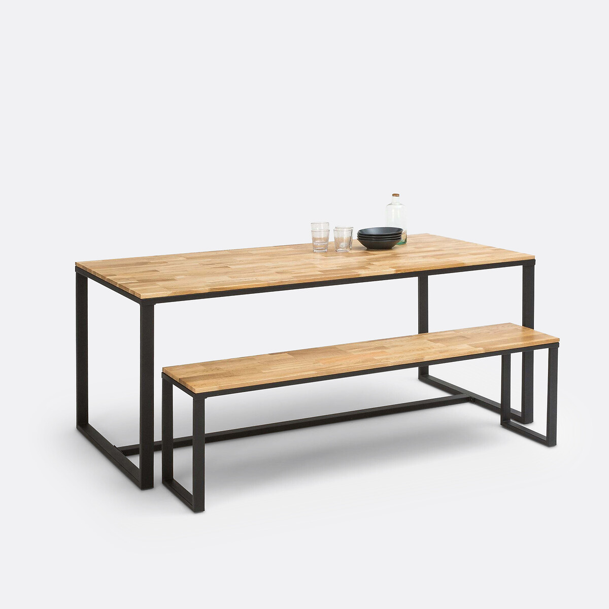 LA REDOUTE INTERIEURS<br>Mesa em carvalho e aço, 8 pessoas, Hiba.