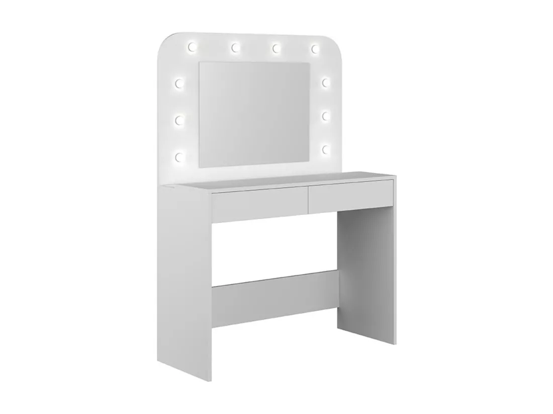 Coiffeuse JOSEPHINE - Miroir à LEDs et rangements - Blanc
