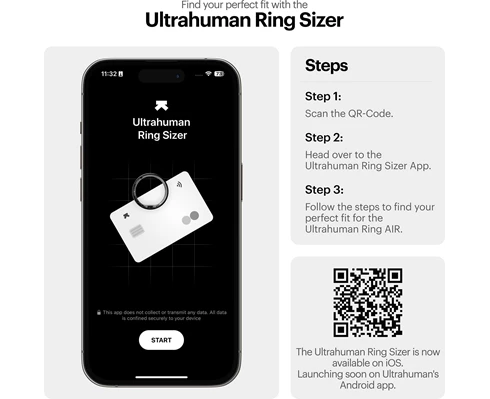 Ultrahuman Ring Air - Raw Titanium - Size 11