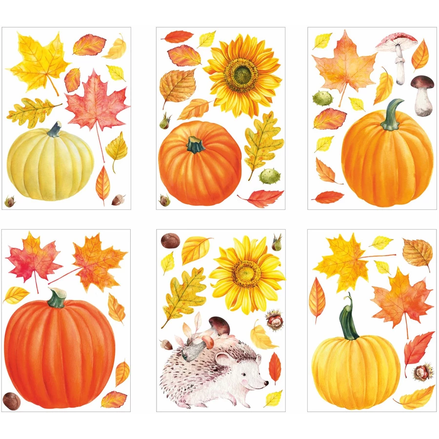 Nikima Fensterbilder Herbst selbstklebend bunt