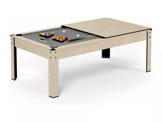 Billard Américain convertible table 6places KITBILL 6Ft - 206,5 x 116,5 x 80 cm Plateau dînatoire et accessoires inclus - Beige