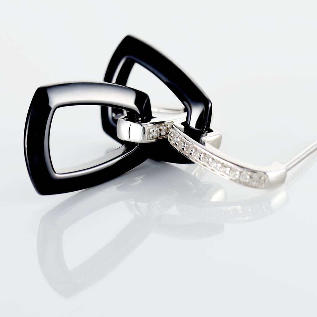 Boucles D'oreilles Pendantes Ezra Argent Blanc Céramique Et Oxyde