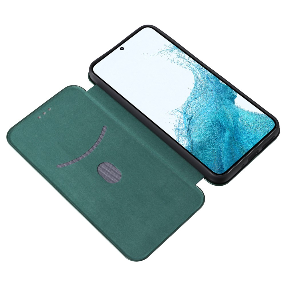 Samsung Galaxy A54 5G Leder Tasche Flip Cover Carbon Look - Grün
