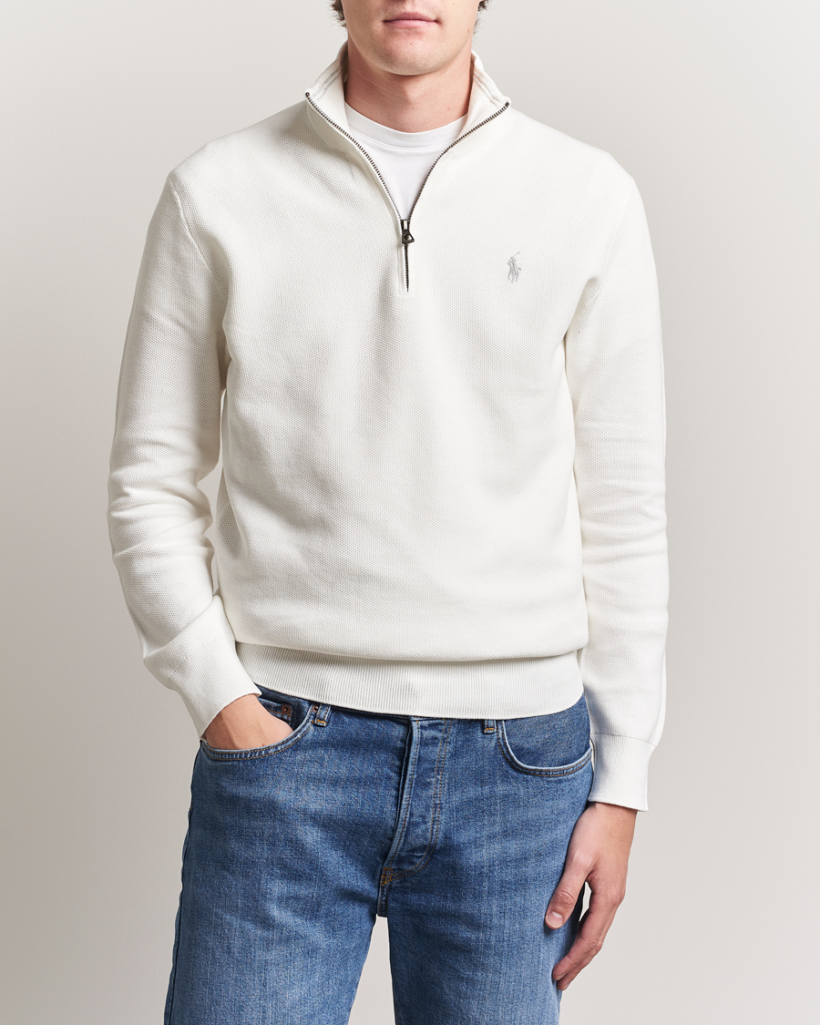 Polo Ralph Lauren Textured Half Zip Deckwash White
