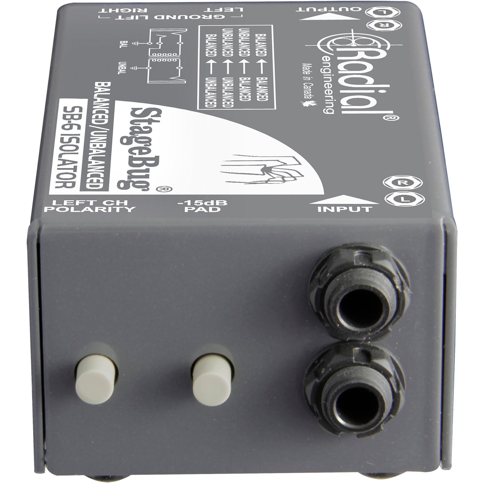 Radial StageBug SB-6 passieve stereo line isolator