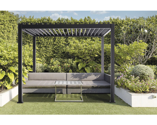 Pergola Mirador Basic, paaldikte 8,8 x 8,8 cm, 300 x 300 x 240 cm, zwart