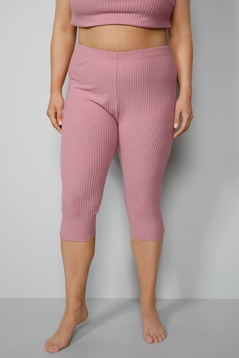 3/4-Leggings, Tight Fit, Rippjersey, Elastikbund