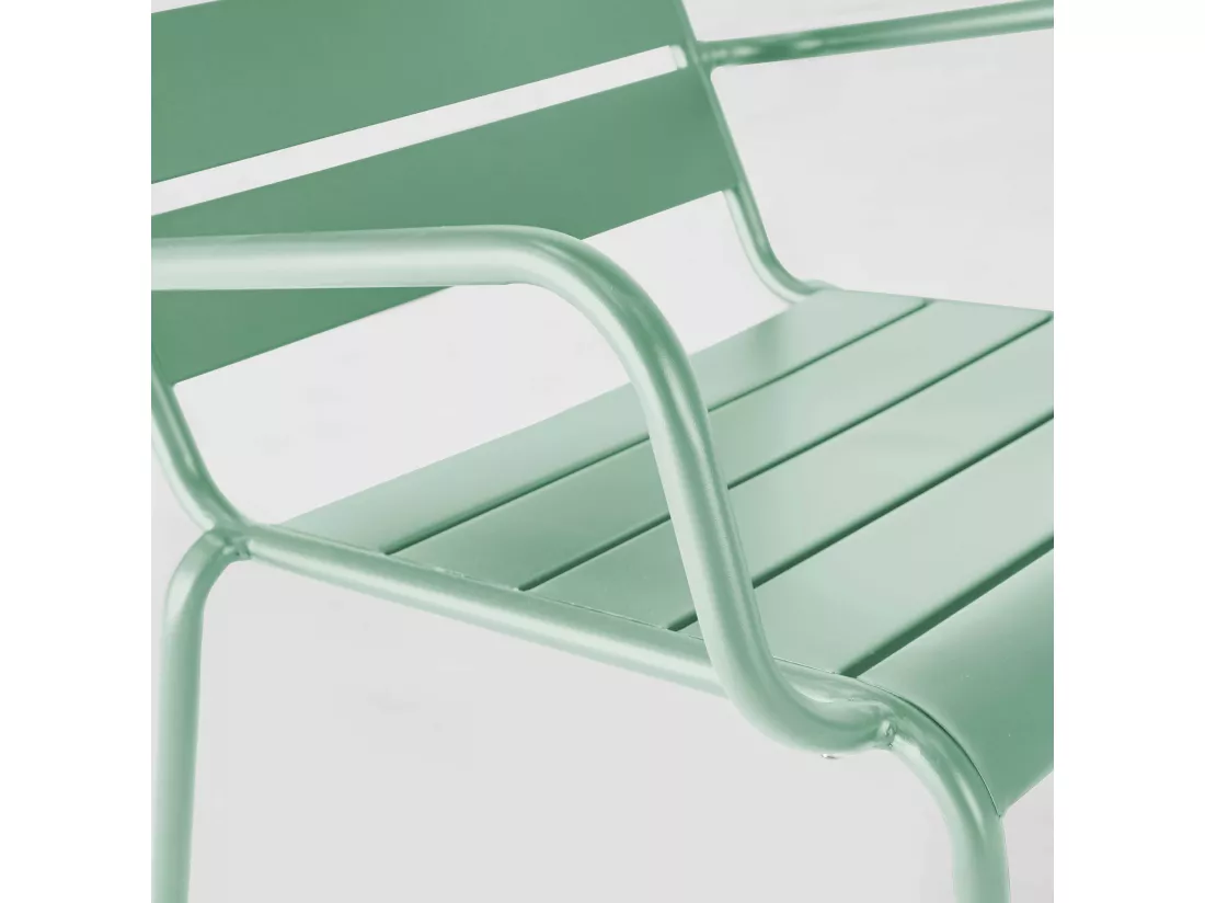 Fauteuil de jardin bas relax acier vert sauge - Palavas