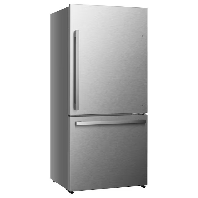 Refrigerador Hisense de 17,2 pés cúbicos com freezer na parte inferior e profundidade de balcão (aço inoxidável resistente a impressões digitais) ENERGY STAR