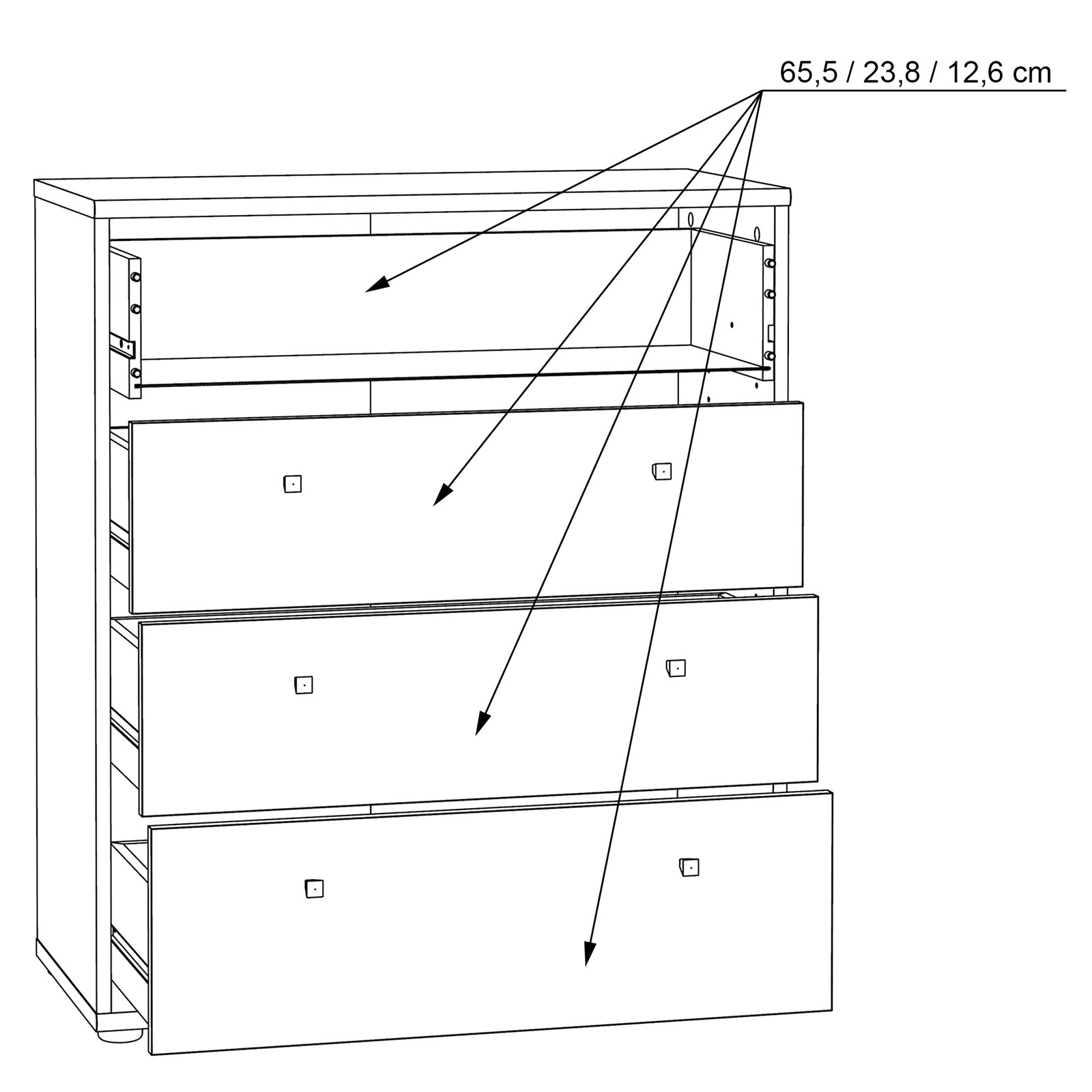 Kommode - Sonoma Eiche - 74 cm breit - vier Schubkästen
