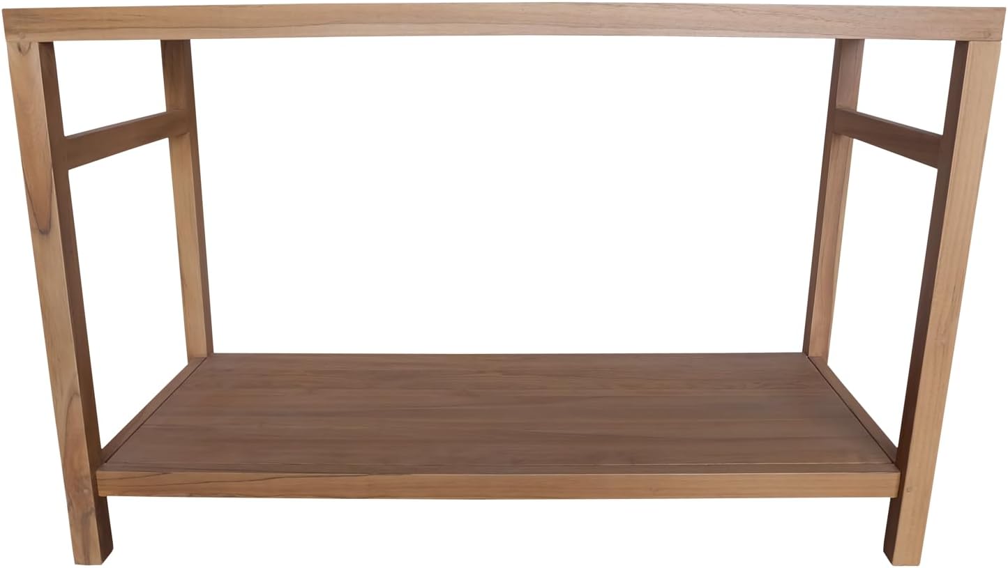 Happy Garden Waschbeckenunterschrank aus massivem Teakholz 120 cm Dewi - Robustes und natürliches Badezimmermöbel, 50 kg belastbar, rechteckiges Design, 1 Regal, Installation auf Füßen