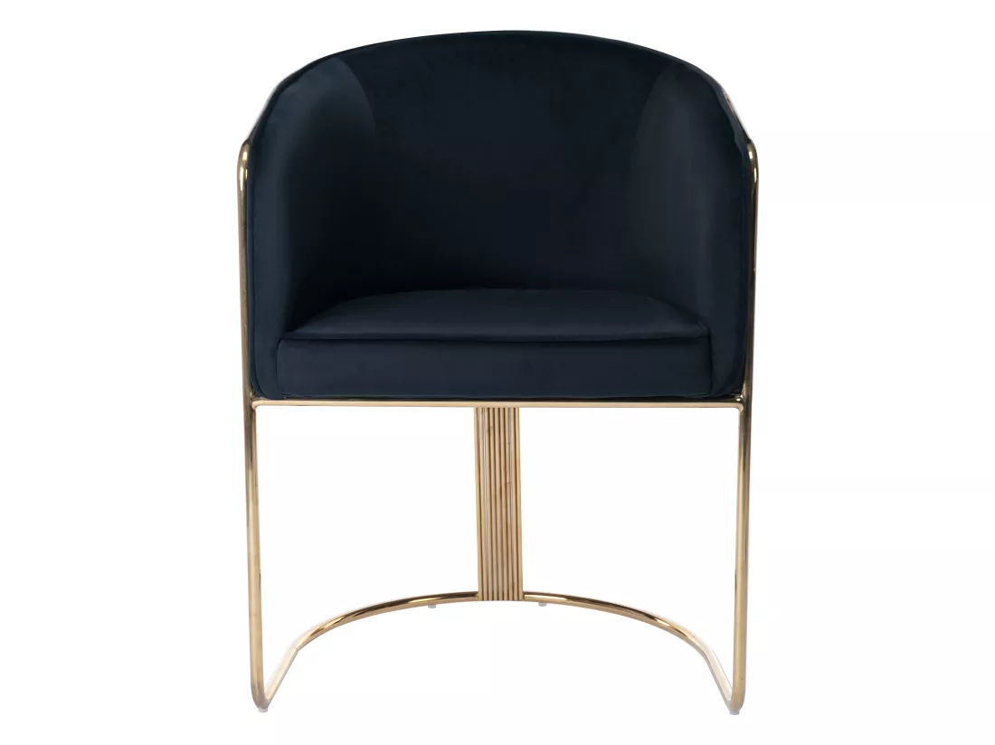 Lot de 2 chaises avec accoudoirs en velours et métal - Noir et doré - JOSETHE de Pascal MORABITO