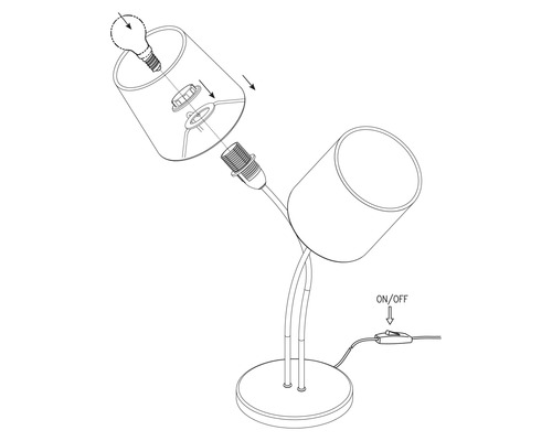 Tafellamp met 2 lampen, H 47,5 cm, Almeida wit/antraciet