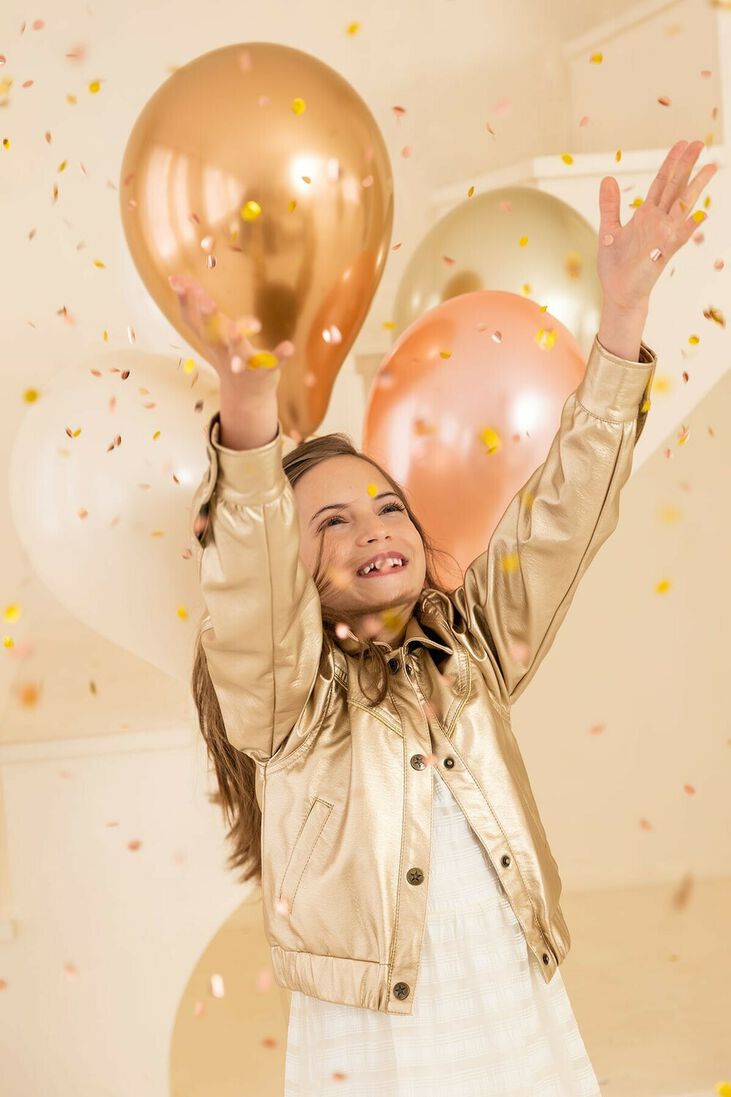 LIKE FLO gouden like flo leren jas imi leather puffy jacket