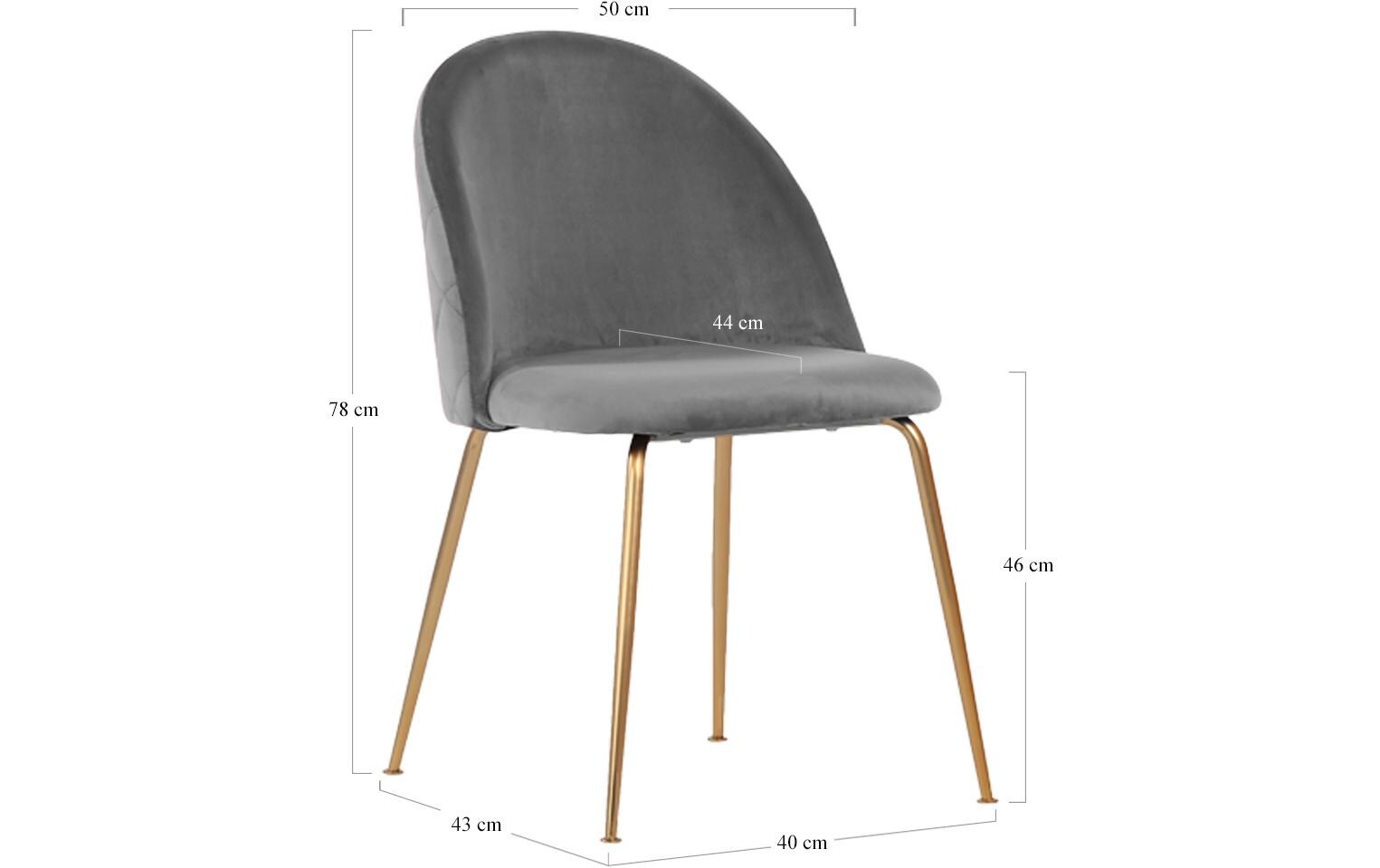 Stuhl Geneve 2 Stück, 78 x 52 cm, Gold/Grau<br>Elegante Esszimmerstühle mit gesteppter Rückseite