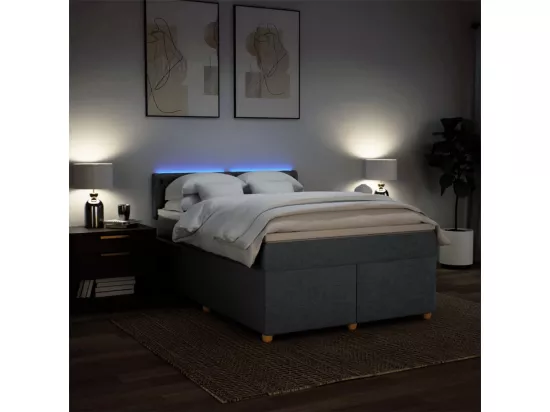 Sommier à lattes de lit avec matelas Gris foncé 160x200cm Tissu