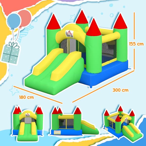 Hoppeslott Oppblåsbar Blåser Barnas Hoppeslott Play Castle Slide Trampoline Sikkerhetsnett 3-10 År Oxford 300X180X160Cm
