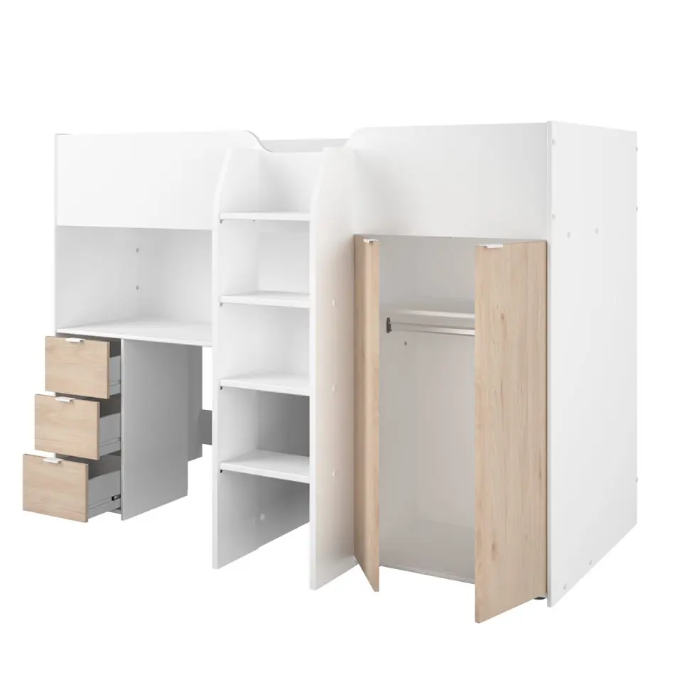 Halfhoogslaper Tristan - wit/eiken - 90x200 cm