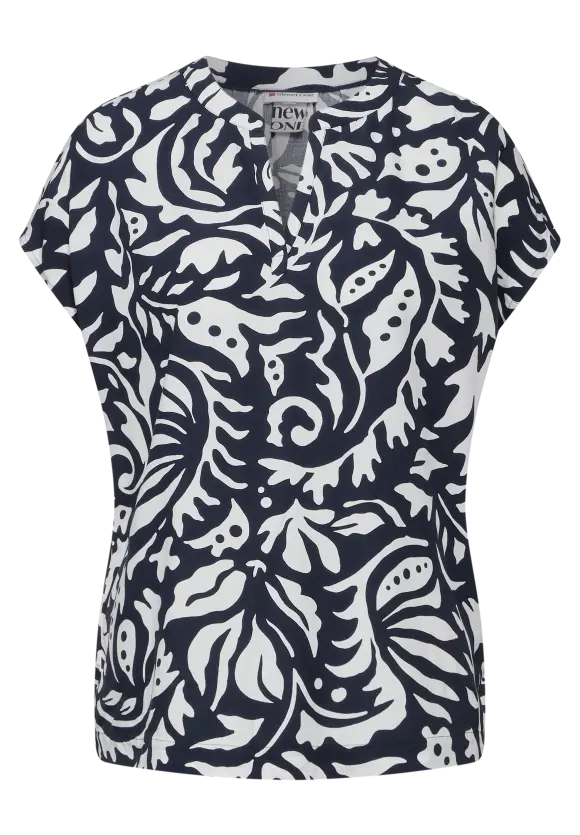 Print Blusenshirt - deep blue