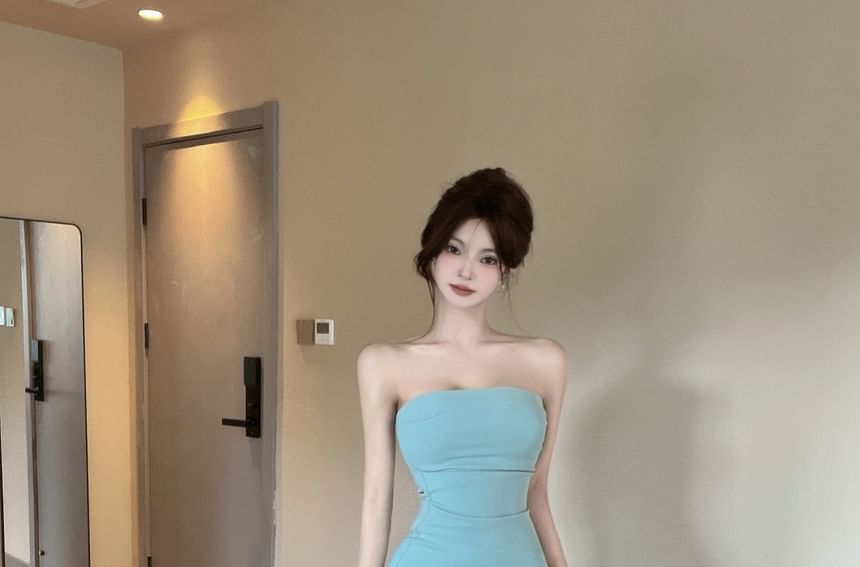 Dinse - Strapless effen mini bodyconjurk