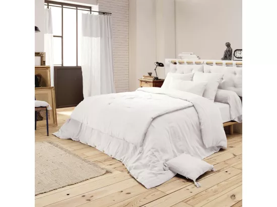 OUREA - Couvre-pied 150x150cm Capitonné Gaze de Coton Chantilly