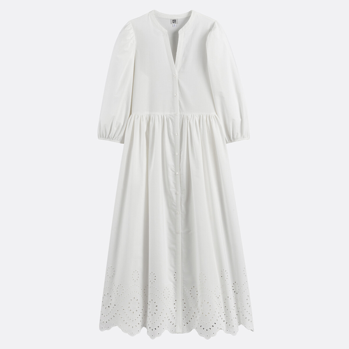 COLEÇÕES LA REDOUTE<br>Vestido longo florido em renda inglesa