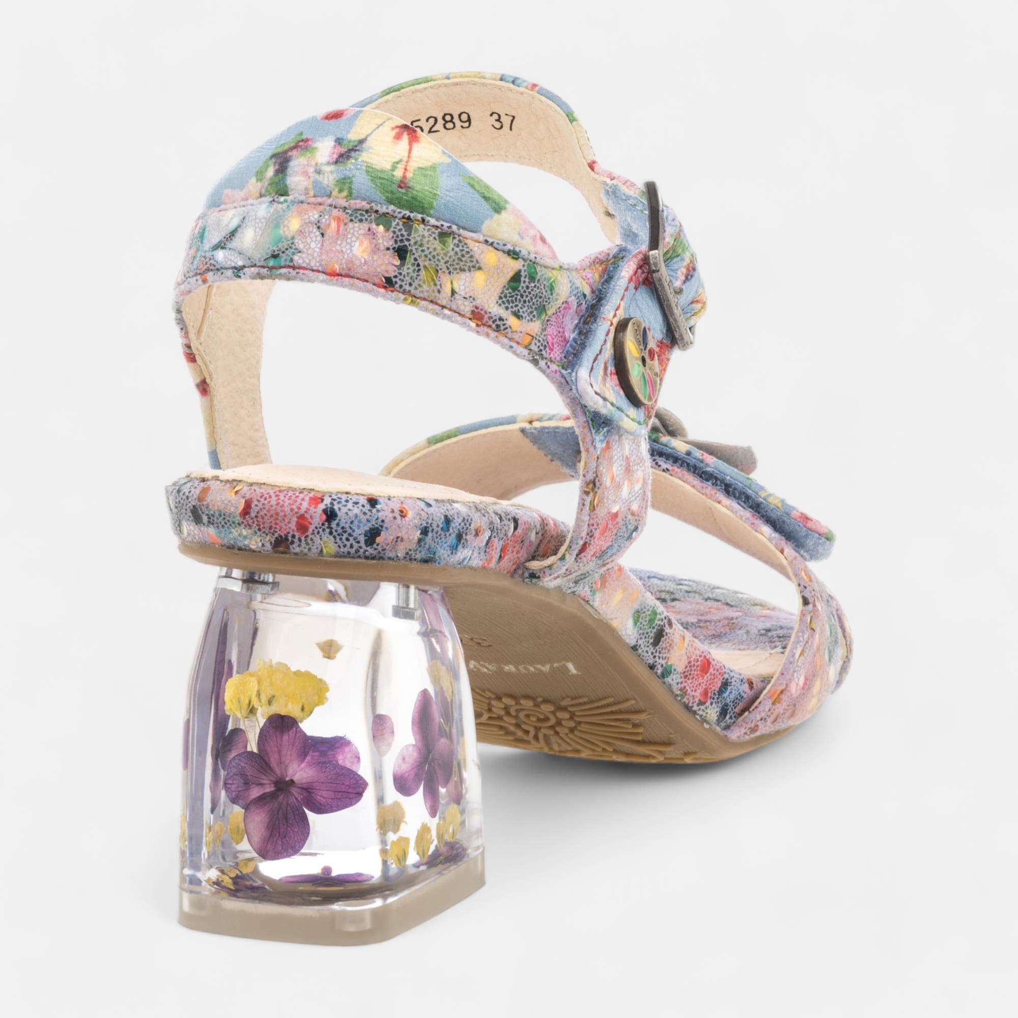 Nu-pieds à talon Femme en cuir bleu