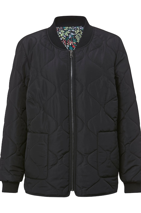 Stepp-Wendejacke, Stepp in Farbe/Blumen, Collegekragen, Langarm