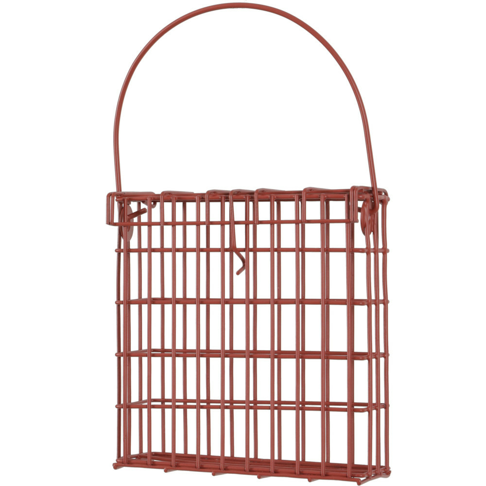 Support pour pain de graisse en métal rouge terracotta pour oiseaux