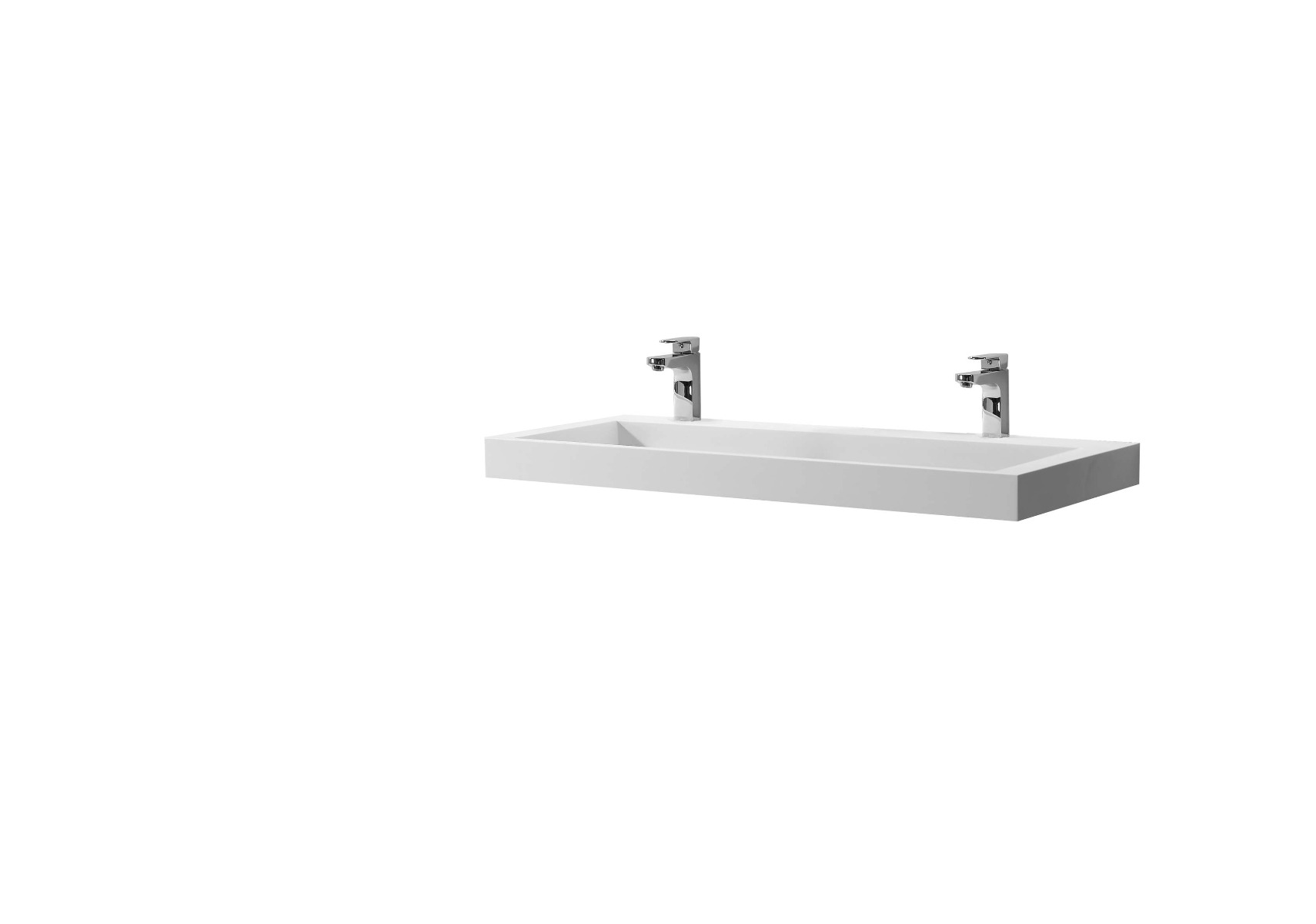 Saniclear Hoya solid surface wastafel 120x45,5cm met 2 kraangaten mat wit