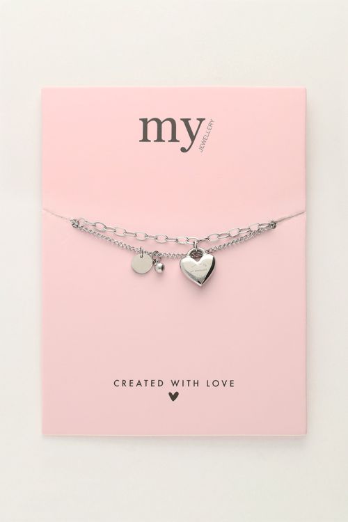 Minimalistische dubbele armband met hartjes bedel