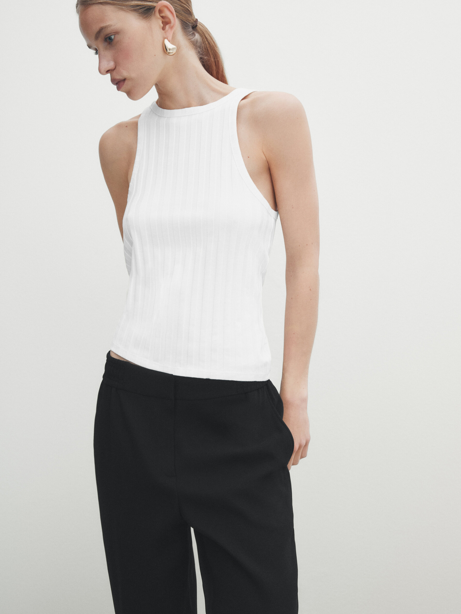 Calça crepe reta - NEGRO