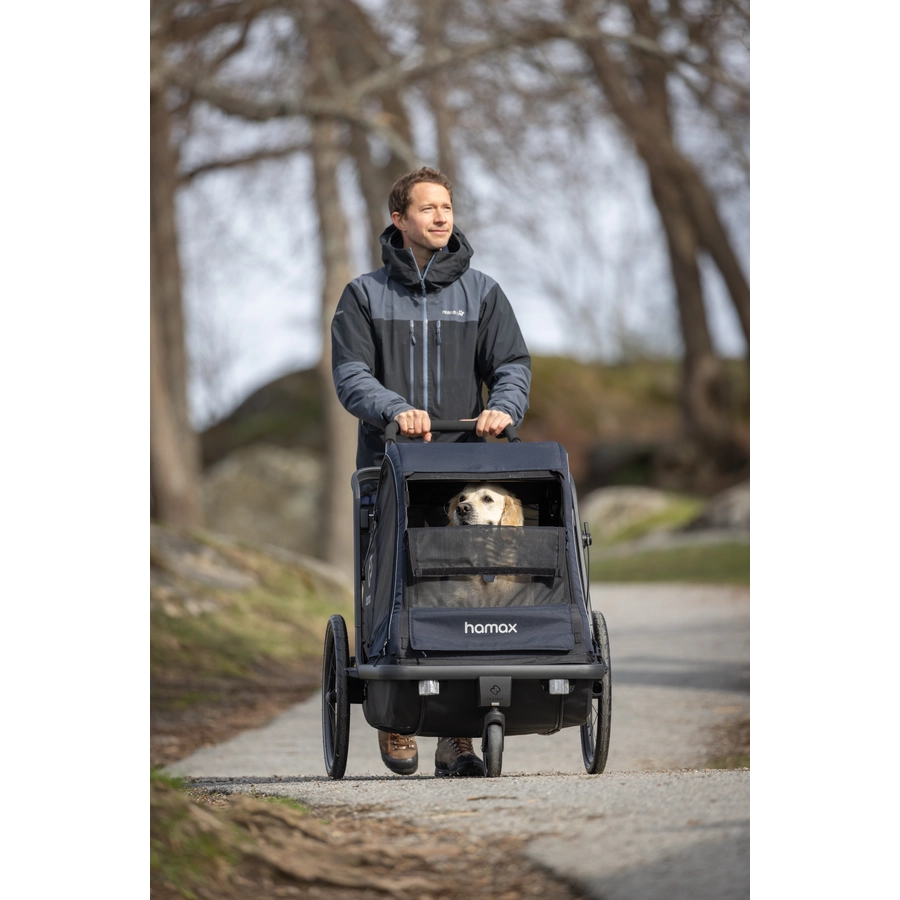 hamax Hundeanhänger mit Bett und Regenverdeck Pluto L navy  blueblack