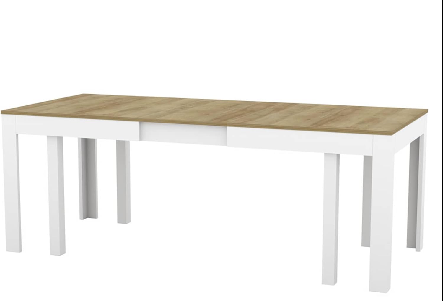 Generisch Tisch Küchentisch Esszimmertisch Esstisch Torino ausziehbar 300 cm Eiche Riviera - Weiß Matt 4-12 Personen Esstisch 160 x 90 x 76 cm Moderner rechteckiger Tisch mit Erweiterungsmöglichkeit