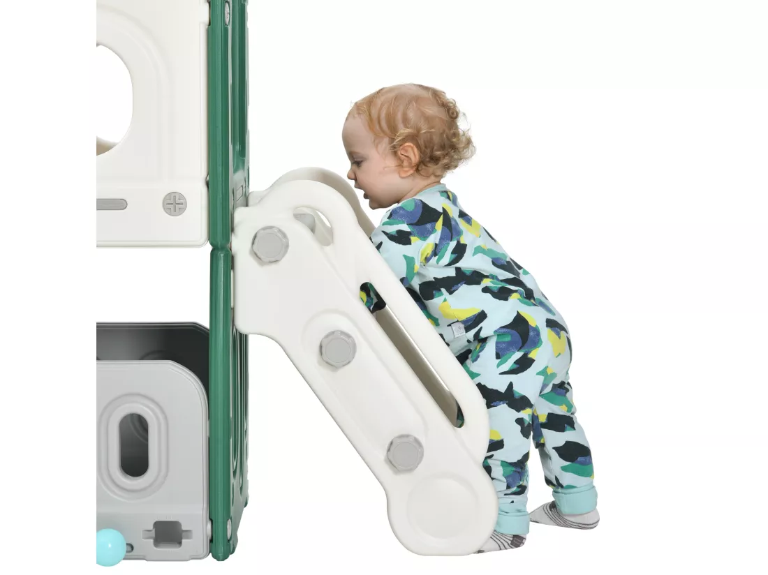 Petit château, toboggan et escalade pour enfants, aire de jeux 6 en 1, en polyéthylène haute densité (PEHD)