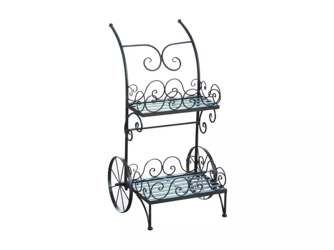 Chariot porte-pots en métal vieilli