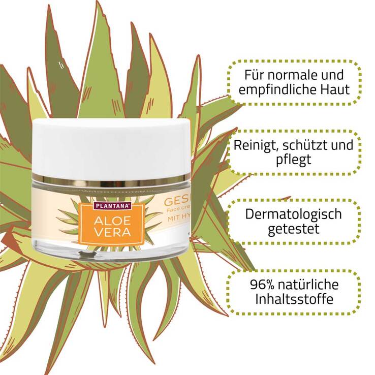 Plantana Aloe Vera Gesichtscreme Hyaluron & Vit.-E, 50 ml