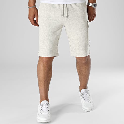 Short Jogging A Bandes Atlas Beige Chiné