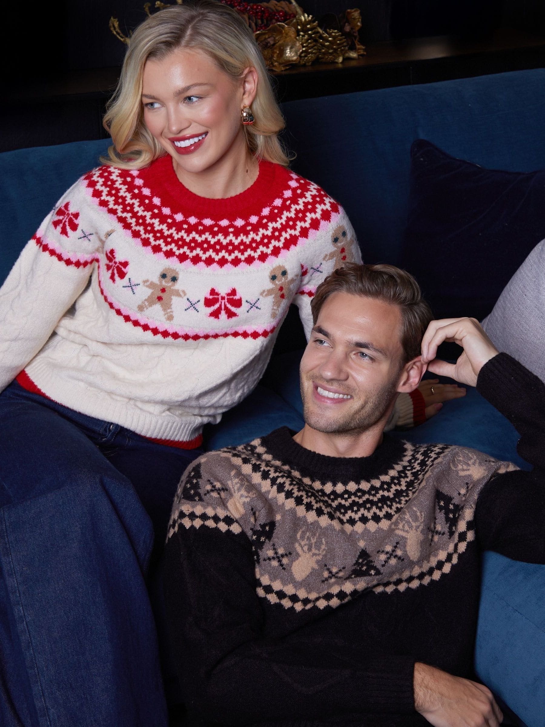 Threadbare Cable Knit Fairisle Christmas Jumper
