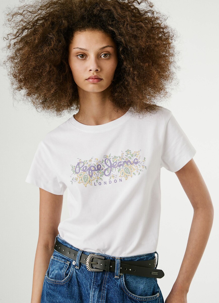 PEPE JEANS<br>Camiseta de manga curta com estampa na frente