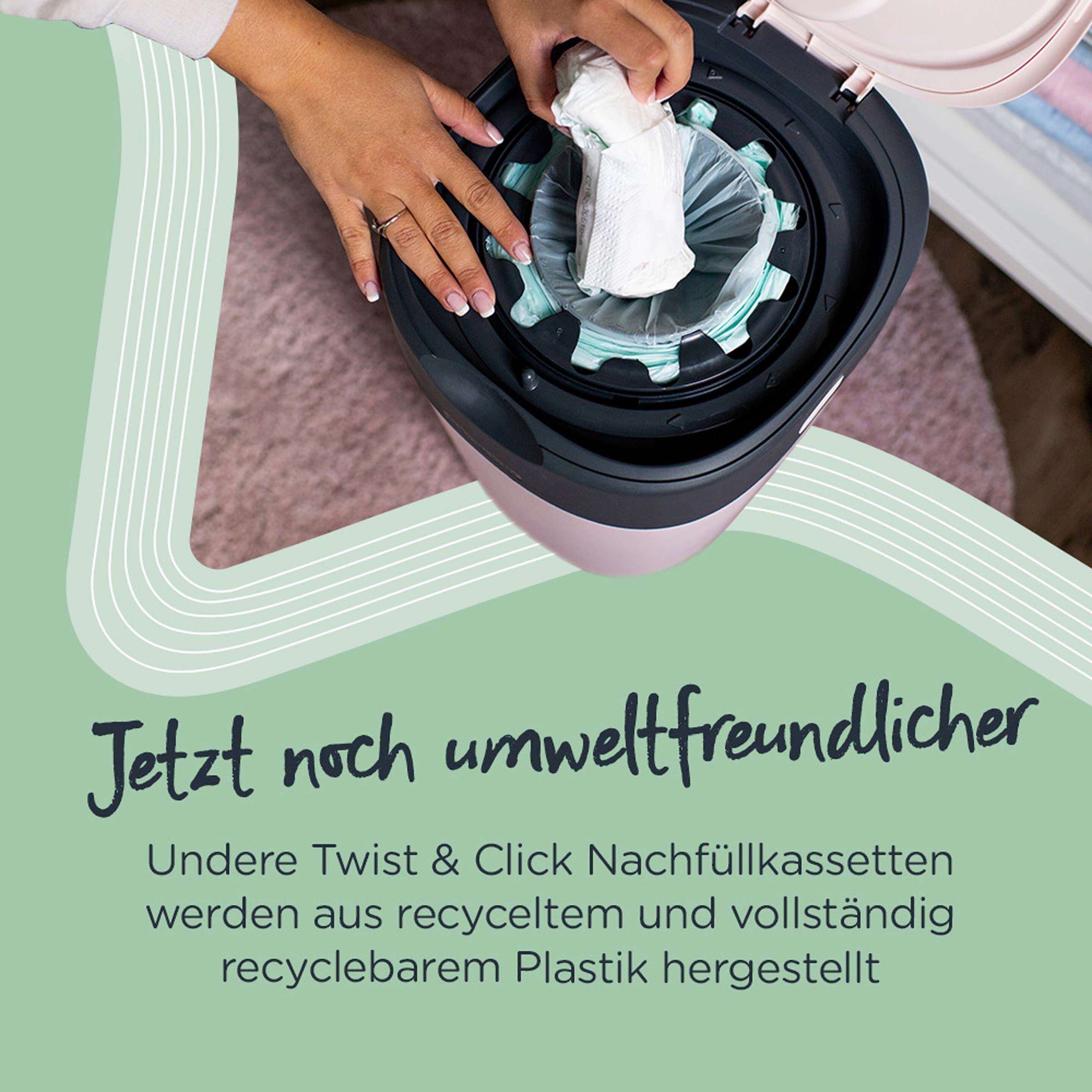 Tommee Tippee - Twist & Click Windeleimer Twist & Click inklusive 4er-Pack Nachfüllkasetten