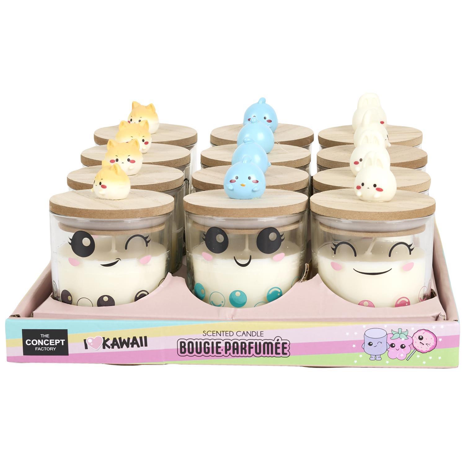 BOUGIE PARFUMEE VERRE TOP BOIS KAWAII