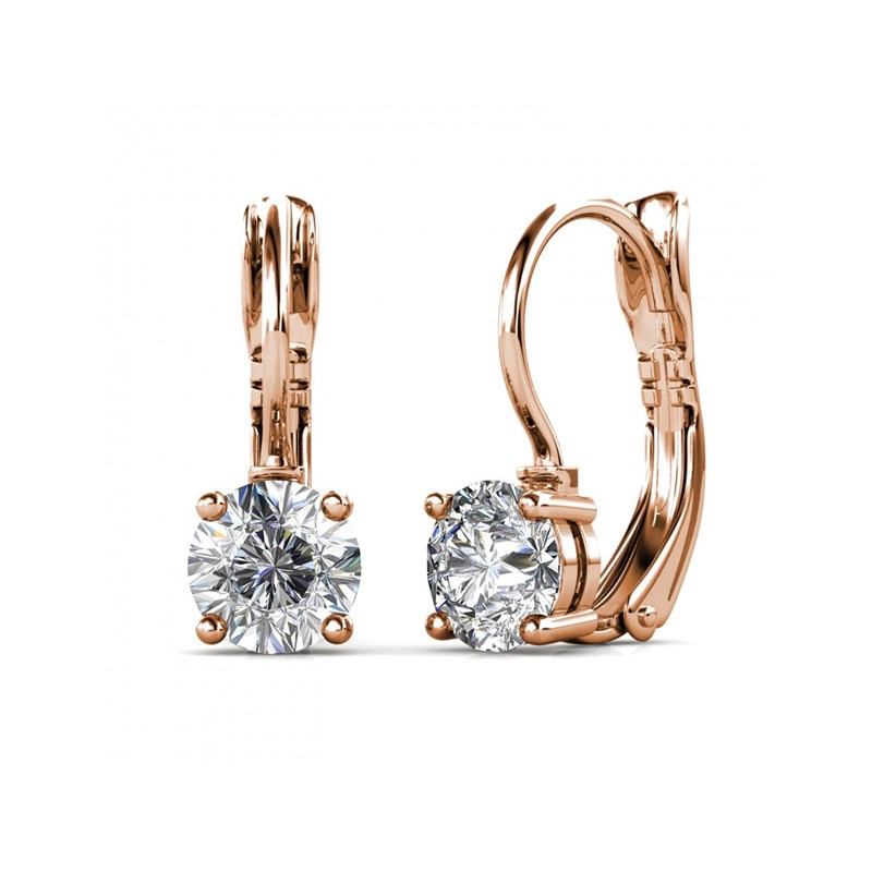 Boucles d'oreilles Round - Or Rosé et Cristal