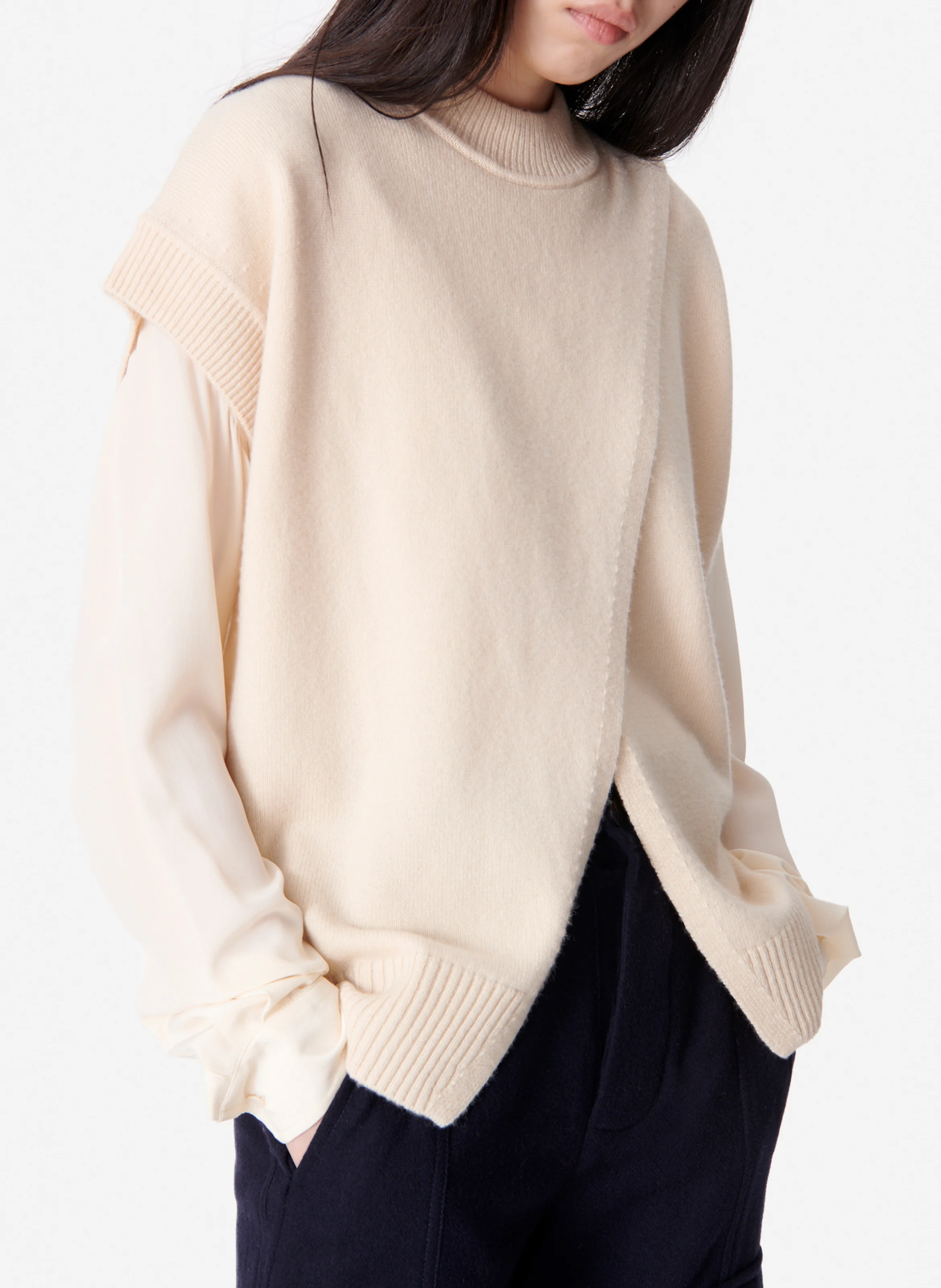 BELINA - Pull col rond ample en laine | Blanc