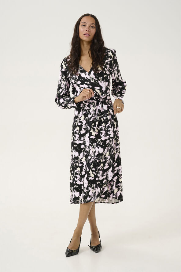 Kaffe KAlura Dress Black/pink graphic strokes