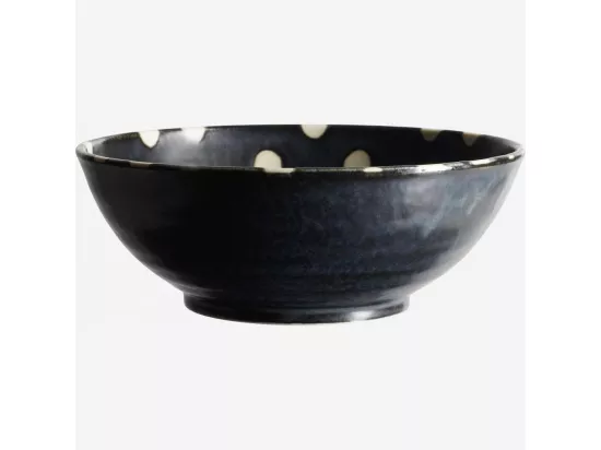 HABITAT - Bol en porcelaine - Bleu marine et pois blancs - 17,5 cm (Lot de 5) - Pinako