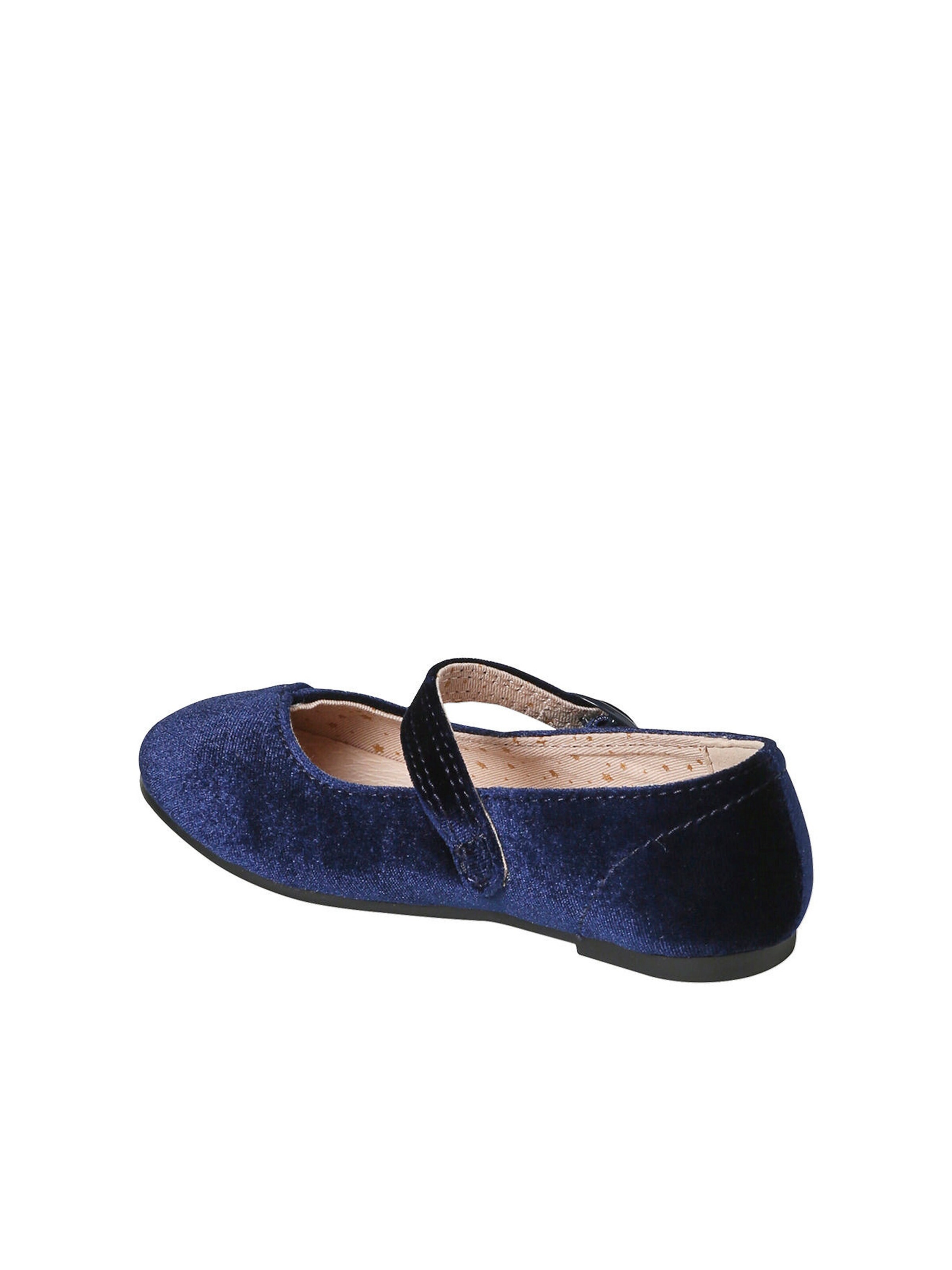 Vertbaudet Mädchen Velours-Ballerinas mit Anziehtrick marine