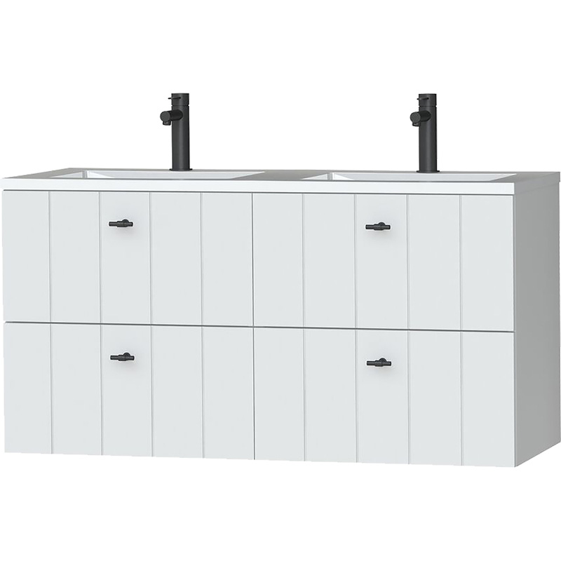 Tiger Maryport Meubelset 120 cm met 4 lades Mat wit inclusief Quadro wastafel Hoogglans wit
