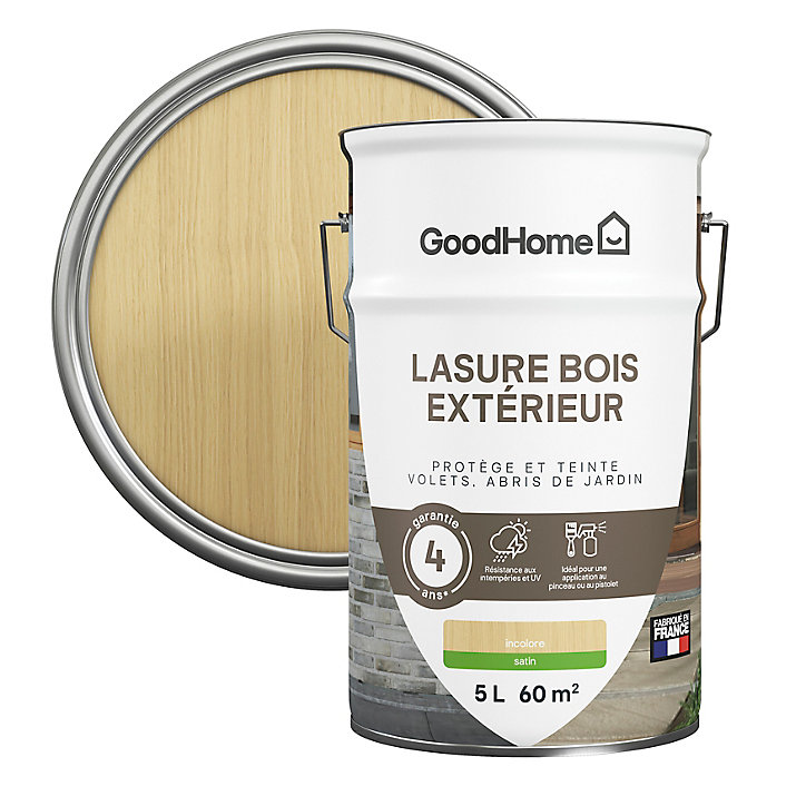 Lasure extérieure incolore satin 4 ans GoodHome 5L